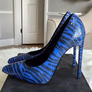 Saint Laurent Python-Embossed Zebra Print Pumps